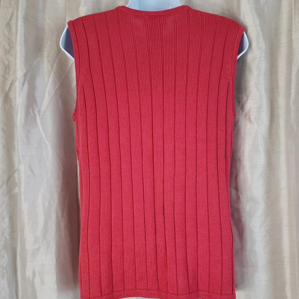NWOT Talbots pink red sleeveless 100% silk cable knit sweater blouse Women Large - Picture 5 of 5